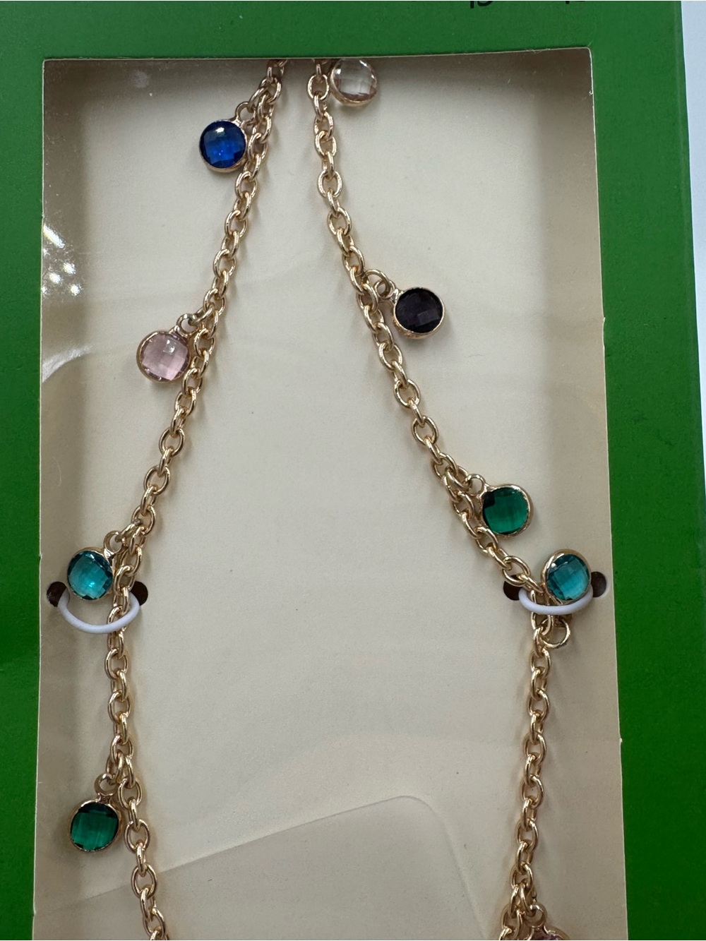 kate spade Gold Chain Phone Charm with Multicolor Gem Accents - Picture 3 of 3